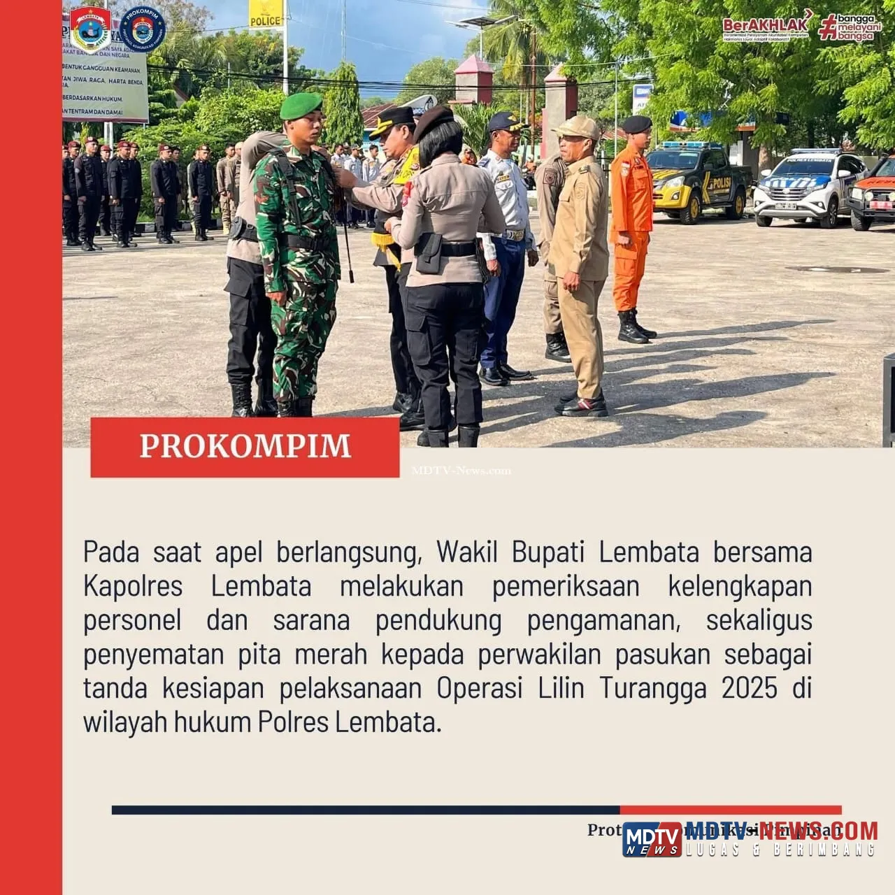 Wakil Bupati Lembata Dampingi Kapolres Saat Apel Gelar Pasukan Operasi Lilin Turangga 2025